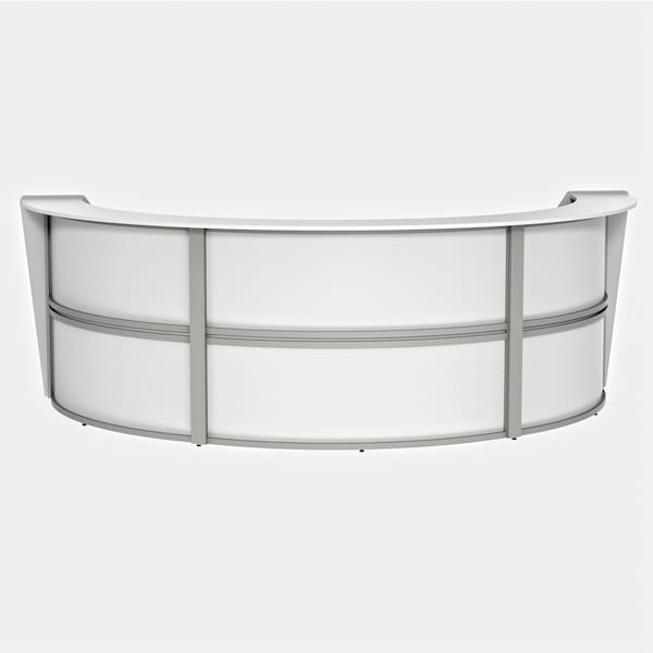 Reception Desk 71 in D X 46 in H, 11.9 ft W X Thermofused Laminate, White